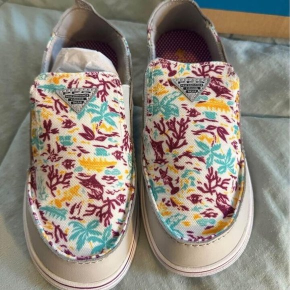 Columbia Unisex-Child Bahama PFG Boat Shoe - Canvas & Leather Slip-On, Non-Marking Sole